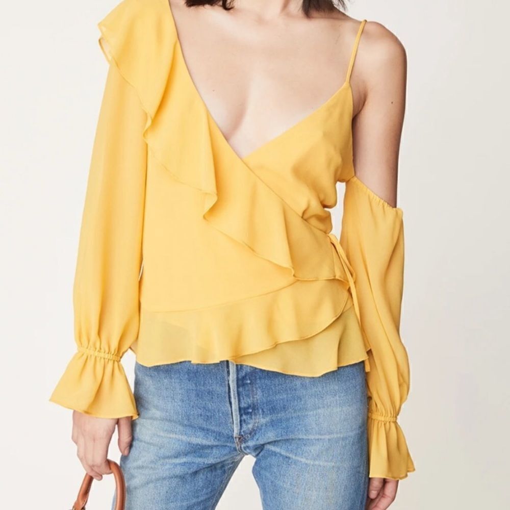 NWT Revolve LPA Yellow Asymmetrical One Shoulder Top XS